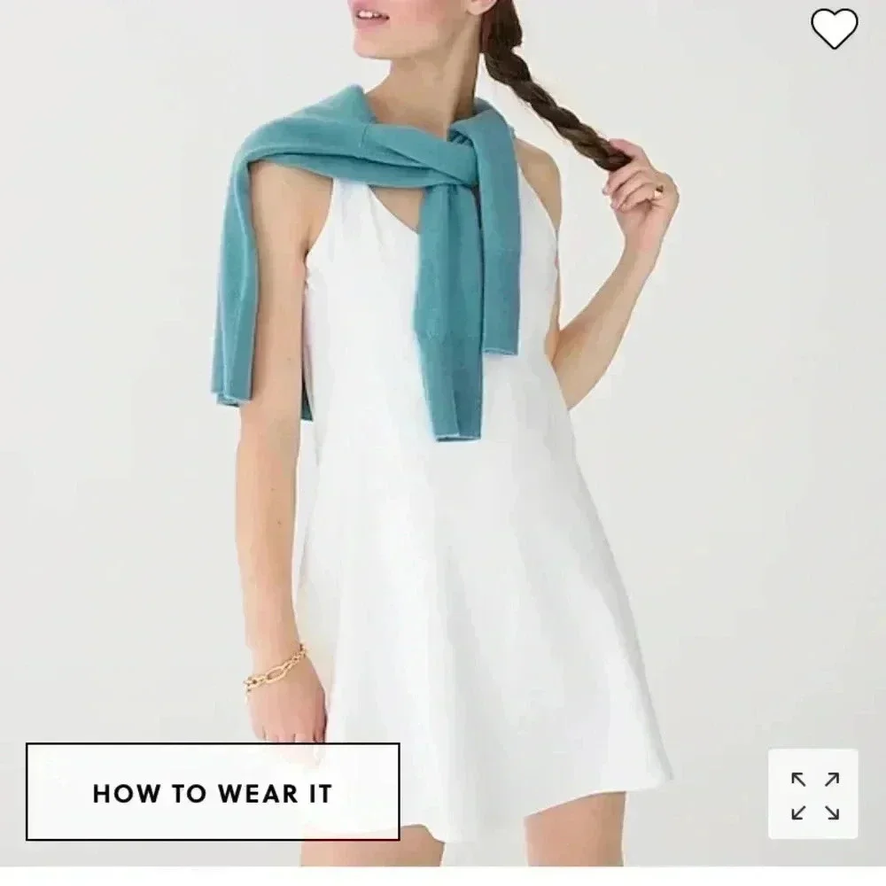 J crew CloudStretch V-neck sports dress white - Picture 2 of 4